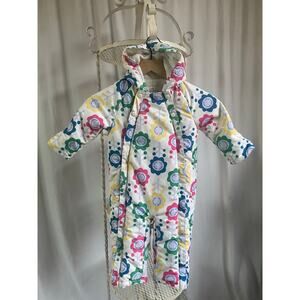 M&S Baby Girl Floral Quilted Snowsuit Fleece Lined with Attached Hood 12-18 Mos